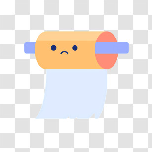 Icon - Sad Toilet Paper Roll Character Transparent PNG