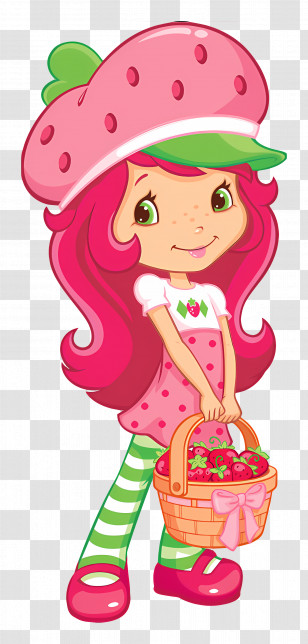 Strawberry Shortcake - Strawberry-Themed Cartoon Girl With Basket Transparent PNG