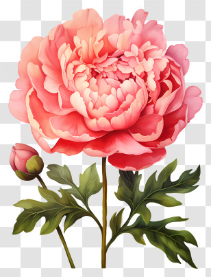 Watercolor Peony Flower - Blooming Pink Peony Illustration Transparent PNG