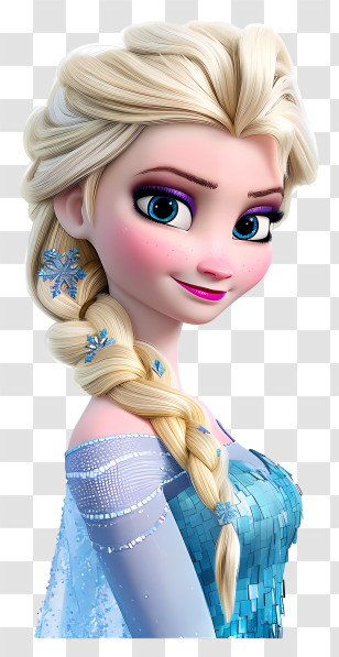 Frozen Elsa Princess - Cartoon Queen With Blonde Braid Transparent PNG