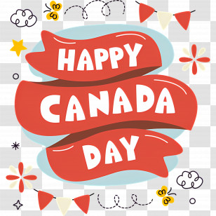 Happy Canada Day Design - Happy Canada Day Banner Design With Festive Illustrations Transparent PNG