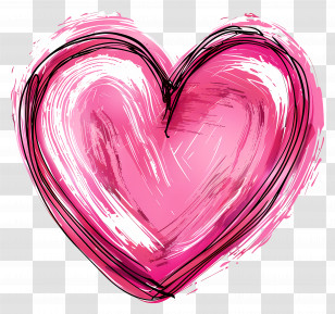 Pink Heart - Pink Heart Sketch For Love Concept Transparent PNG