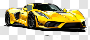 Hennessey Venom F5 - Modern Yellow Sports Car Illustration Transparent PNG