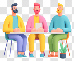Office Business Meeting - Colorful Cartoon Men In Meeting Transparent PNG