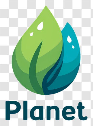 Planet Logo - Planet Water Drop And Leaves Logo Transparent PNG