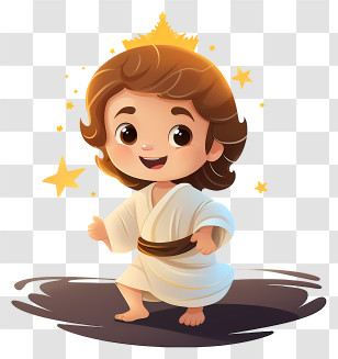 Cartoon Jesus Baby - Cute Child Cartoon With Crown Transparent PNG