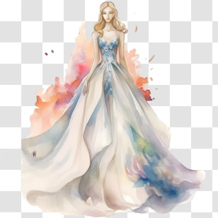 Wedding Dress
 - Elegant Gown Fashion Illustration In Watercolor Transparent PNG