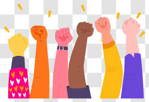 Triumph - Illustration Of Raised Fists For Solidarity And Unity Transparent PNG