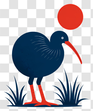 Kiwi Bird - Stylized Blue Kiwi Bird Transparent PNG