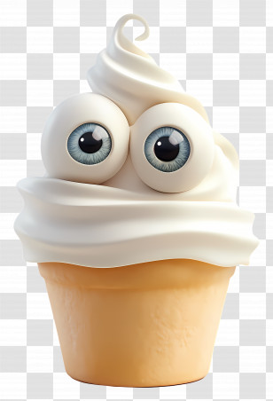 3d Yogurt - Whipped Ice Cream Cone With Eyes Transparent PNG