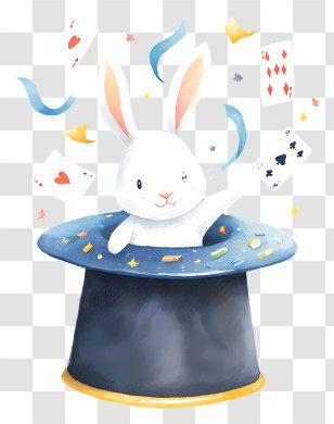 Magic Hat And Rabbit Surprise - Cute Bunny Popping From Magician Hat Transparent PNG