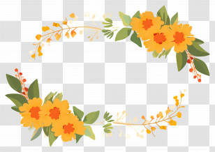 Floral Garland - Floral Wreath Design In Yellow And Green Transparent PNG
