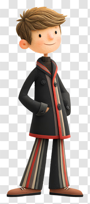 Boy In Stylish Costume - Stylish Boy In Striped Coat Transparent PNG