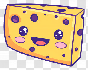 Cheese - Cartoon Cheese Block With A Cute Smile Transparent PNG