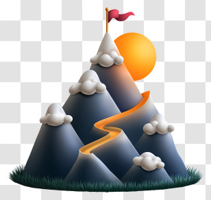 Mountain Peak - Mountain With Flag And Sun Transparent PNG