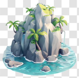 Island - Tropical Island Illustration With Palm Trees Transparent PNG