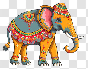 Indian Elephant - Hand-Painted Colorful Elephant Illustration Transparent PNG