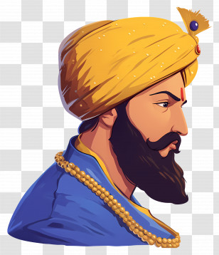 Guru Govind Singh Jayanti - Yellow-Turbaned Man With Beaded Necklace Illustration Transparent PNG