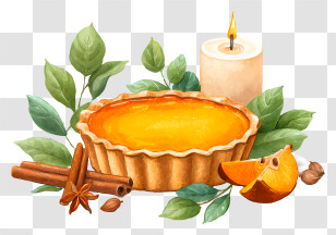 Delicious Pumpkin Pie - Pumpkin Pie With Candle Illustration Transparent PNG