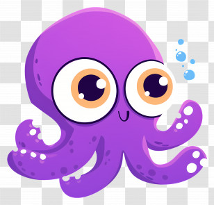 Kawaii Octopus - Cute Cartoon Octopus Transparent PNG
