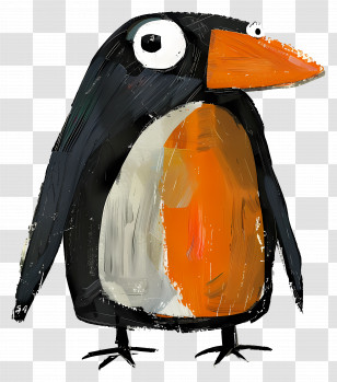 Penguin - Cartoonish Penguin Drawing In Vibrant Colors Transparent PNG