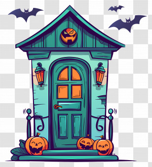 Spooky Halloween Door - Spooky Halloween House Transparent PNG