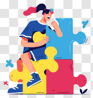 Puzzle Pieces - Girl Enjoying Puzzle Game Transparent PNG