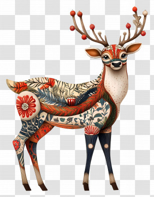 Christmas Deer - Decorative Deer In An Artistic Pattern Design Transparent PNG