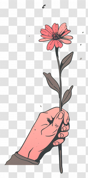 World Kindness Day - Hand Holding Pink Flower Illustration Transparent PNG