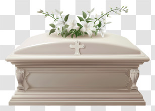 Funeral - White Coffin With Flowers Transparent PNG