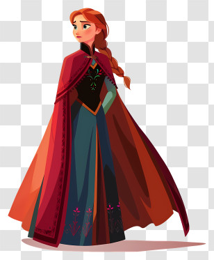 Frozen Anna Princess - Animated Woman In Red Cape Transparent PNG