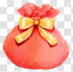Lucky Bag - Elegant Red Pouch With Yellow Bow Transparent PNG