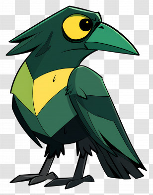 Cartoon Crow - Green Cartoon Bird Character Transparent PNG