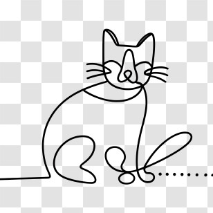Hand Drawn Cat - Minimalist Cat Line Art Transparent PNG