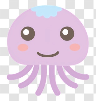 Education - Adorable Purple Cartoon Jellyfish Transparent PNG