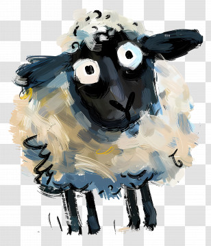 Sheep - Adorable Black And White Sheep Cartoon Drawing Transparent PNG