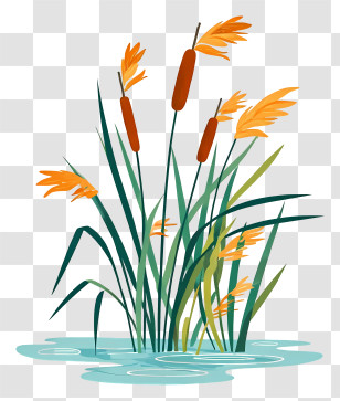 Tall Green Reeds - Cattails And Marsh Reeds Illustration Transparent PNG