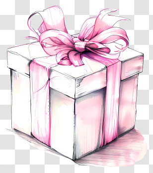Mothers Day Gift - Beautiful Gift Box With Pink Ribbon Transparent PNG