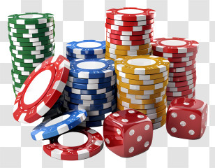Casino - Colorful Poker Chips And Dice Transparent PNG