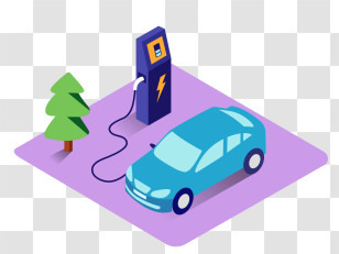 Eco Car - Blue Electric Car Charging Transparent PNG