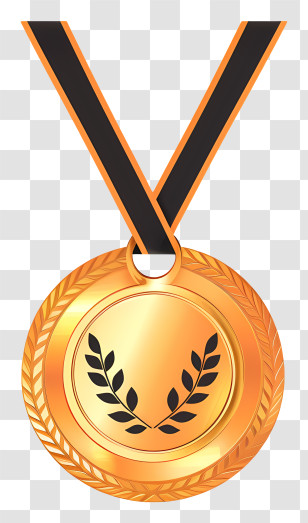 Gold Medal - Gold Medal With Laurel Wreath Transparent PNG
