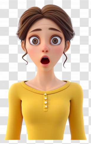 Surprised Woman - Surprised Cartoon Woman In Yellow Shirt Transparent PNG