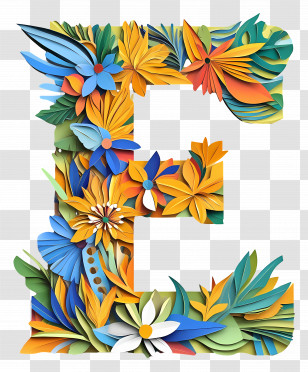 Capital Letter E - Floral Letter E Design Transparent PNG