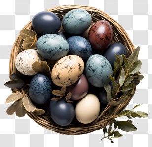 Easter Eggs In Basket - Easter Basket With Decorated Eggs Transparent PNG