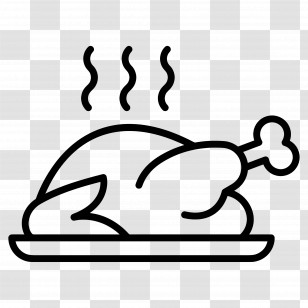 Turkey Food - Cooked Turkey Illustration On Plate Transparent PNG