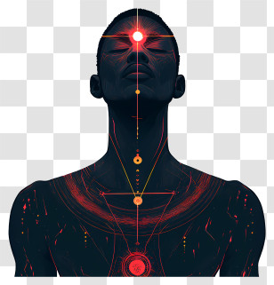Meditation - Meditative Figure With Red Energy Transparent PNG