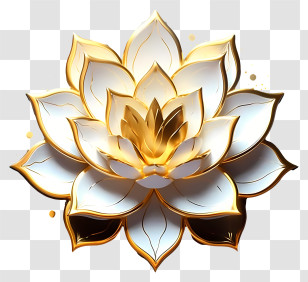 Golden Heart In Lotus - Elegant Golden Lotus Flower Illustration Transparent PNG