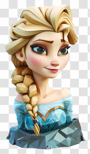 Princess Elsa - 3D Animated Princess Character With Blonde Braid Transparent PNG