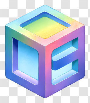 Package Box Icon - Pastel Rainbow 3D Cube Transparent PNG