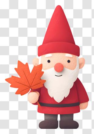 Gnome With Maple Leaf - Autumn Gnome Holding Leaf Transparent PNG
